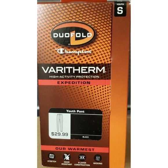 Champion Duofold Original Varitherm Expedition Youth Pant Black Small‎ KEW6 - Picture 1 of 4